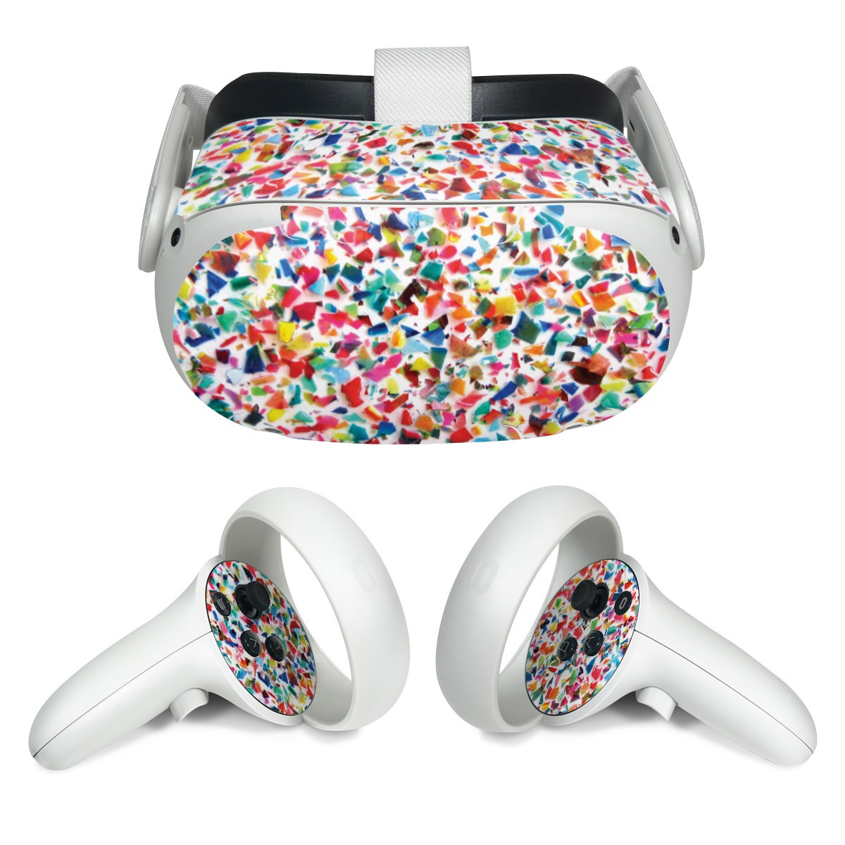 Meta Quest 2 Skin design of Pattern, Wrapping paper, with red, orange, pink, blue, green, yellow colors