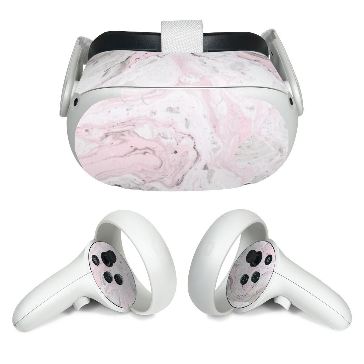 Meta Quest 2 Skin design of White, Pink, Pattern, Illustration, with pink, gray, white colors