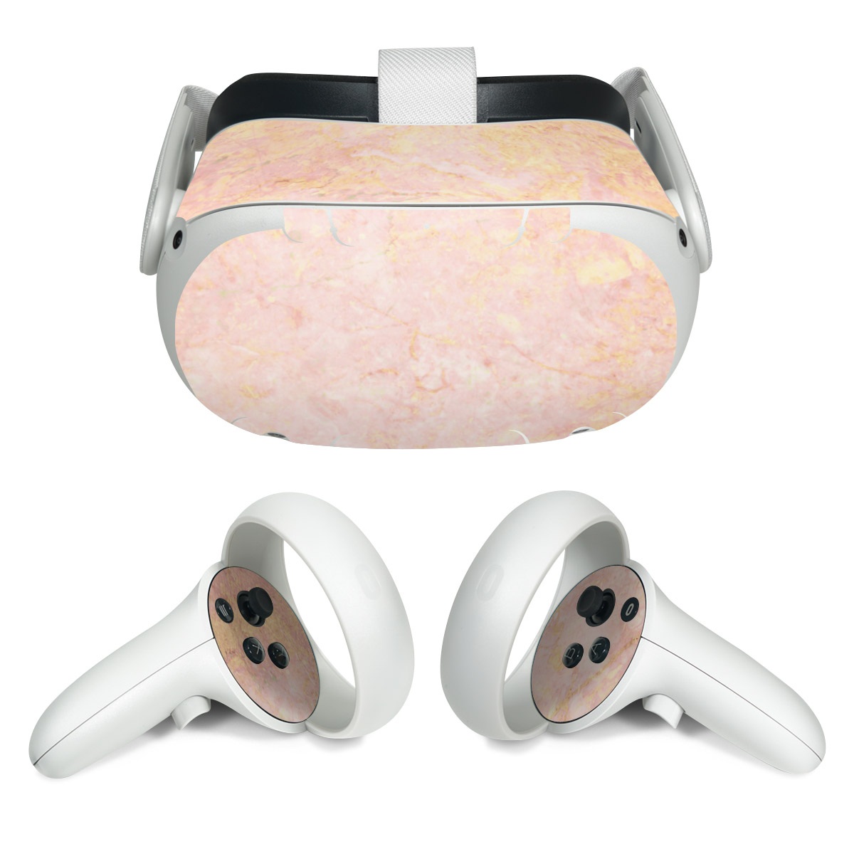 Meta Quest 2 Skin design of Pink, Peach, Wallpaper, Pattern, with pink, yellow, orange colors