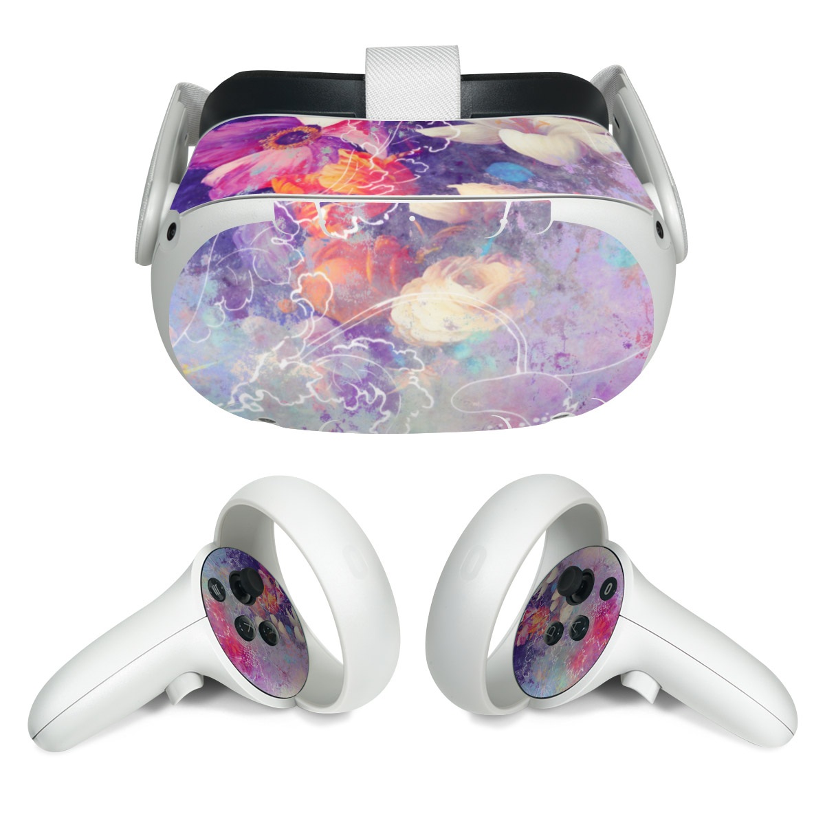 Meta Quest 2 Skin design of Purple, Violet, Pink, Graphic design, Illustration, Sky, Art, Design, Watercolor paint, Graphics, with purple, white, red, orange, blue colors