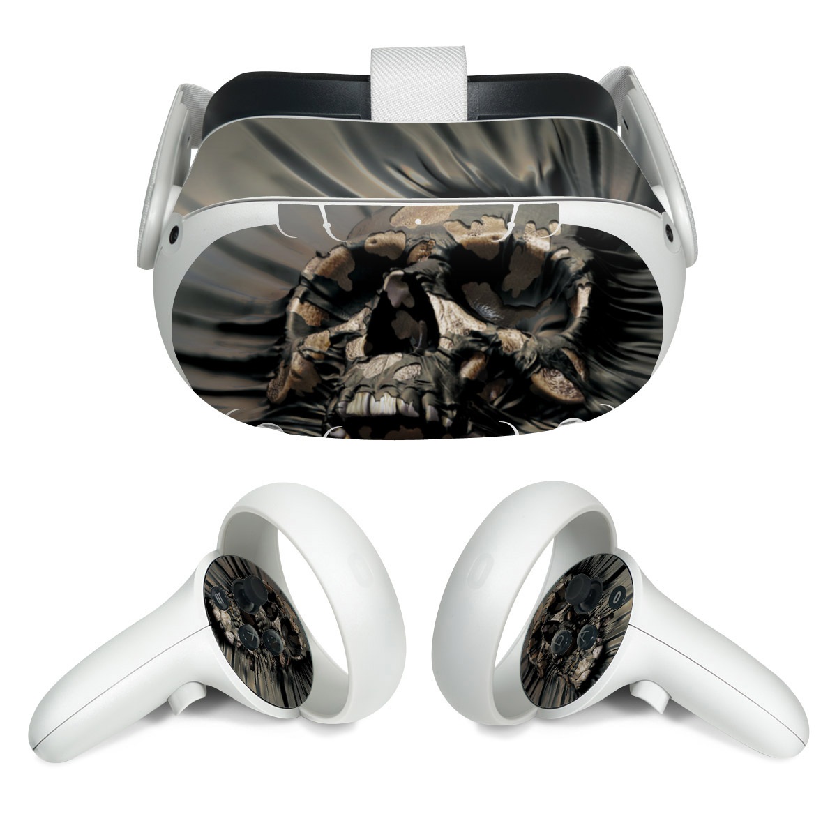 Meta Quest 2 Skin design of Cg artwork, Fictional character, Illustration, Demon, Fiction, Supervillain, Mythology, Art, with black, green, gray, red colors