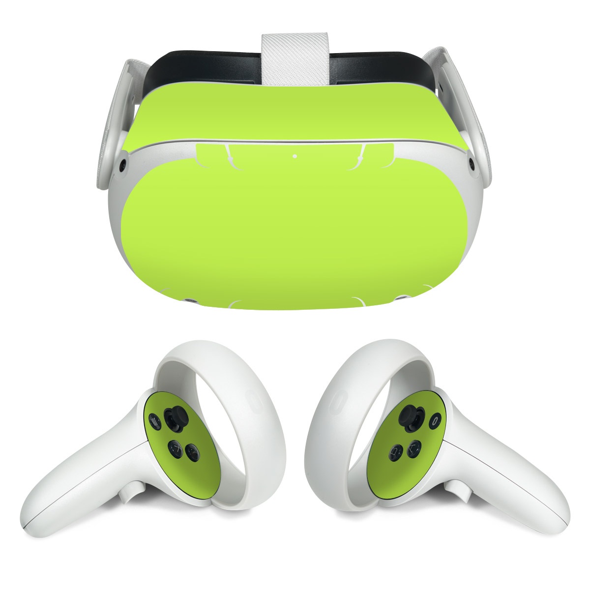 Meta Quest 2 Skin design of Green, Yellow, Text, Leaf, Font, Grass, with green colors