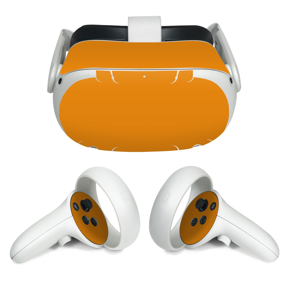 Meta Quest 2 Skin design of Orange, Yellow, Brown, Text, Amber, Font, Peach, with orange colors