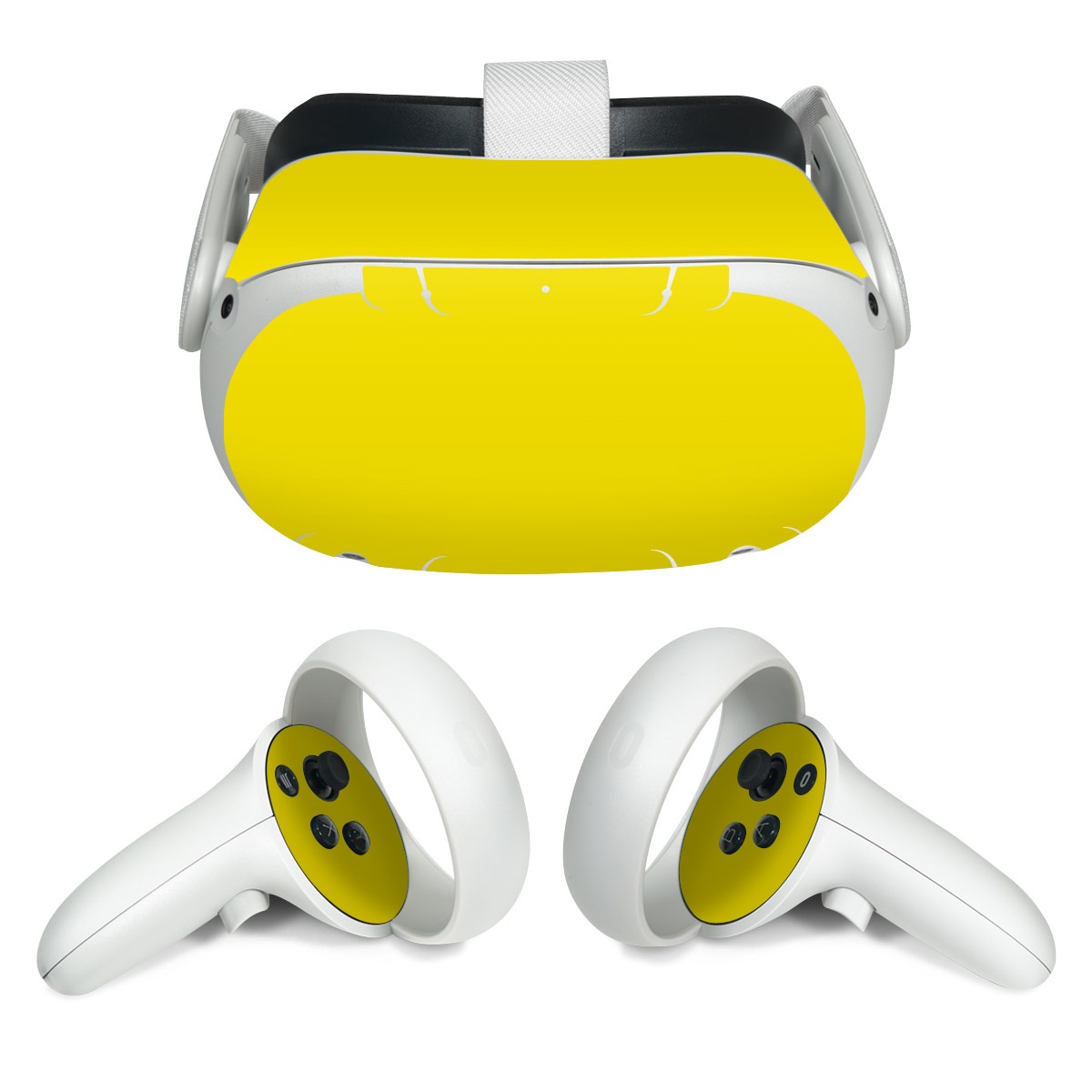 Meta Quest 2 Skin design of Green, Yellow, Orange, Text, Font, with yellow colors