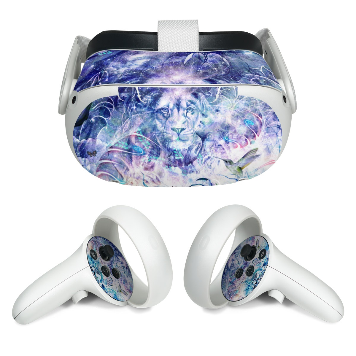 Meta Quest 2 Skin design of Psychedelic art, Water, Fractal art, Art, Pattern, Graphic design, Design, Illustration, Electric blue, Visual arts, with blue, purple, green, red, gray, white colors