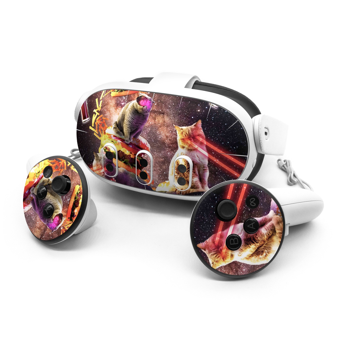 Meta Quest 3 Series Skin design of Circus, Performance, Event, Graphic design, Art, Illustration, Fictional character, with black, white, purple, brown, gray, yellow, green colors