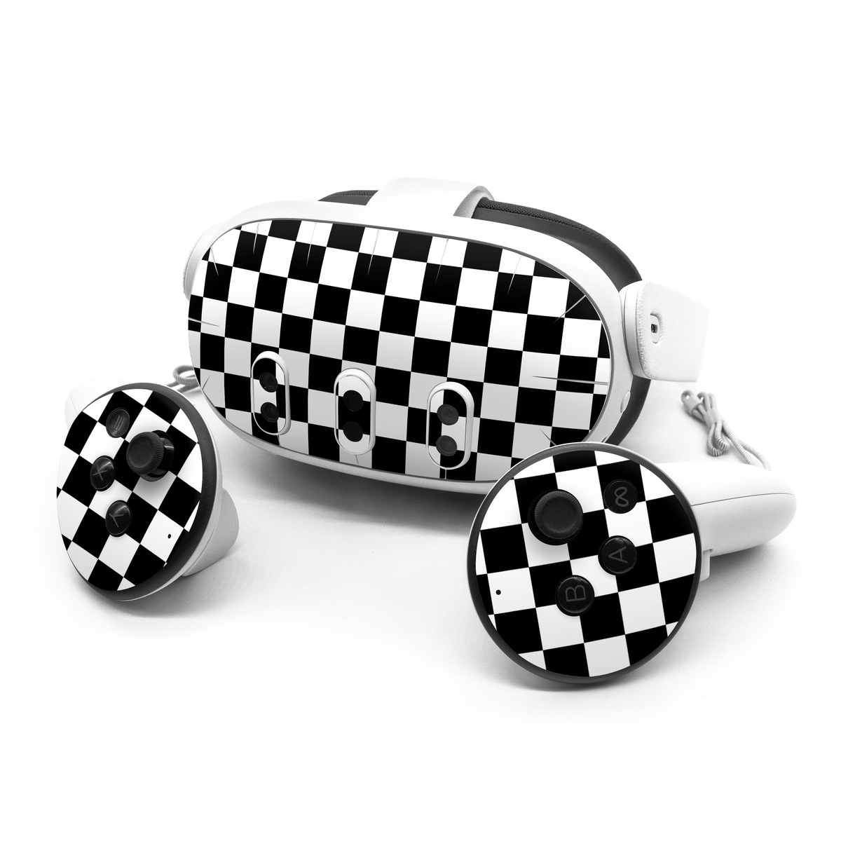 Meta Quest 3 Series Skin design of Black, Photograph, Games, Pattern, Indoor games and sports, Black-and-white, Line, Design, Recreation, Square, with black, white colors