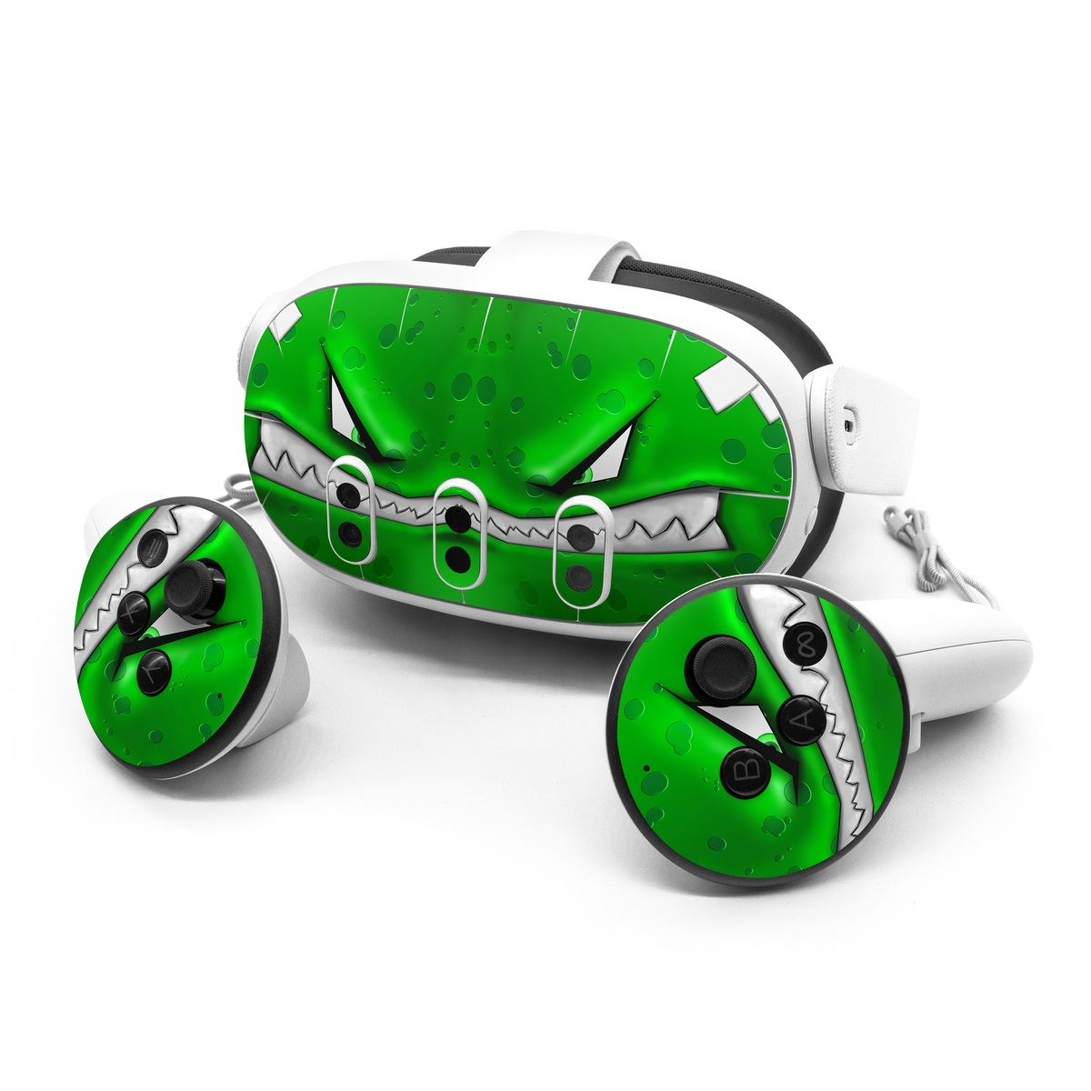 Meta Quest 3 Series Skin design of Green, Font, Animation, Logo, Graphics, Games, with green, white colors