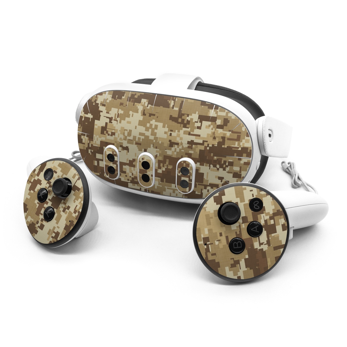 Meta Quest 3 Series Skin design of Military camouflage, Brown, Pattern, Camouflage, Wall, Beige, Design, Textile, Uniform, Flooring, with brown colors