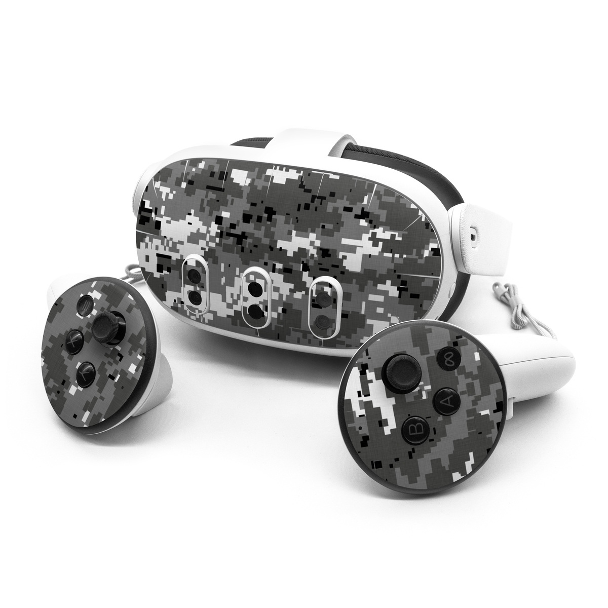 Meta Quest 3 Series Skin design of Military camouflage, Pattern, Camouflage, Design, Uniform, Metal, Black-and-white, with black, gray colors