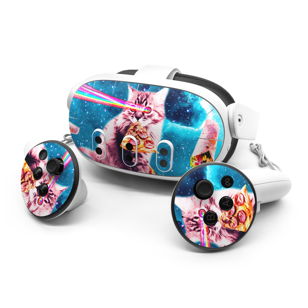 Meta Quest 3 Series Skin design of Illustration, Organism, Graphic design, Art, Space, Fictional character, Extreme sport, Graphics, with blue, white, gray, yellow, red, orange colors