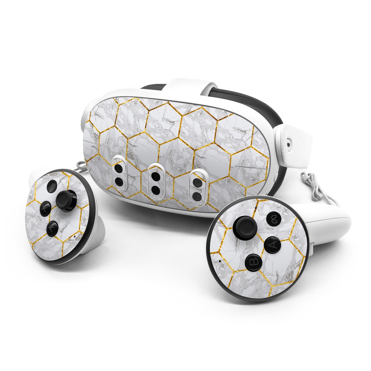 Meta Quest 3 Series Skin design of Pattern, Tile flooring, Line, Tile, Design, Flooring, Floor, with white, black, brown colors