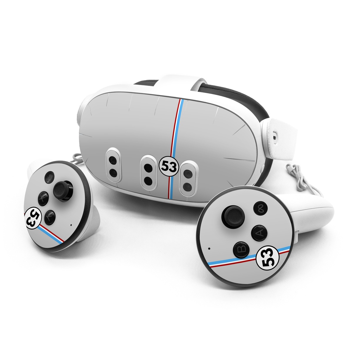 Meta Quest 3 Series Skin design of Line, Sign, Games, with gray, blue, red, white, black colors