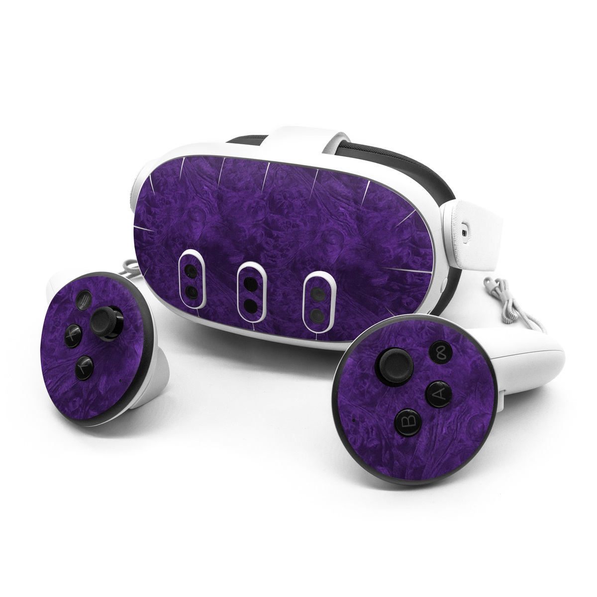 Meta Quest 3 Series Skin design of Violet, Purple, Lilac, Pattern, Magenta, Textile, Wallpaper, with black, blue colors