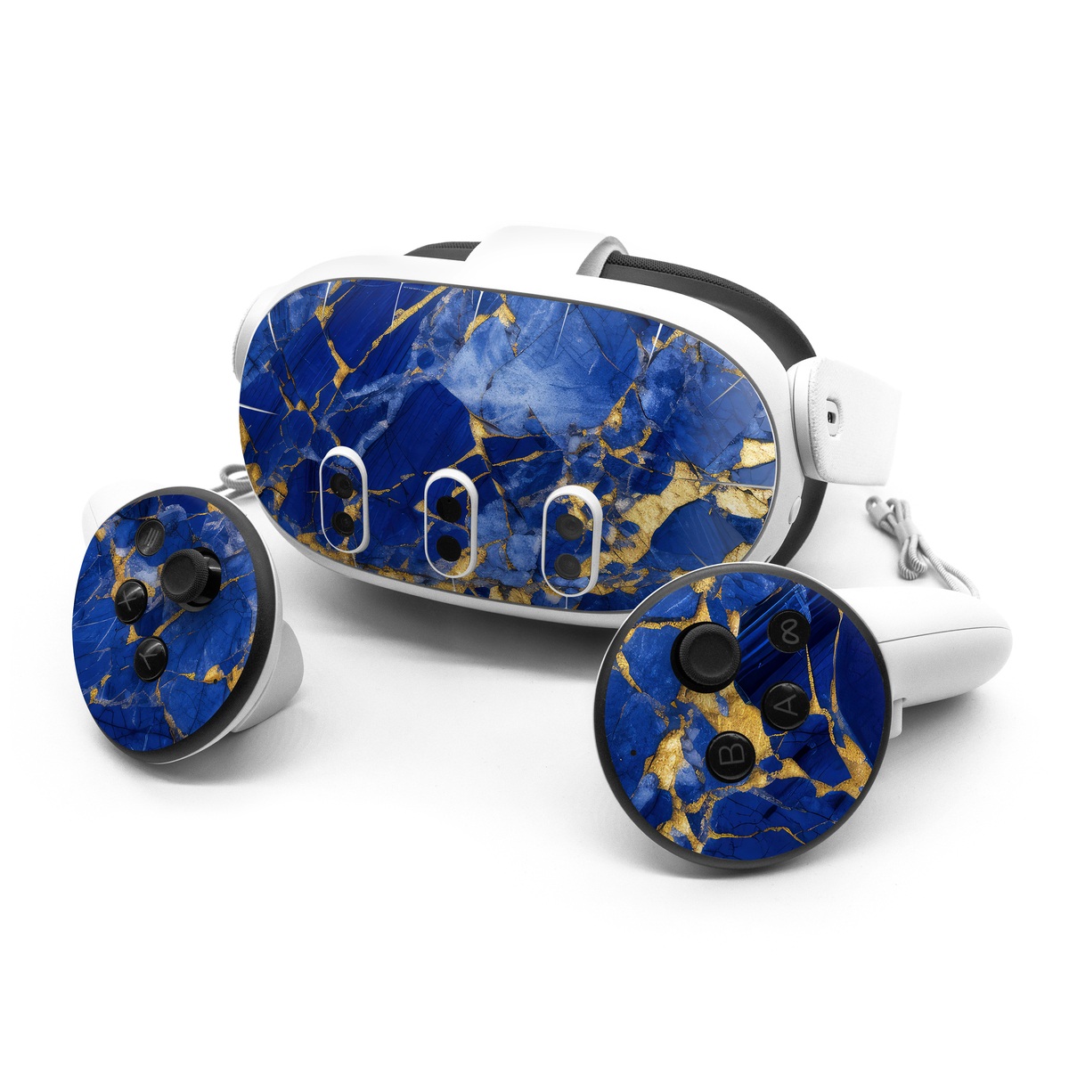 Meta Quest 3 Series Skin design of Liquid, Blue, Azure, Fluid, Pattern, Electric blue, Tints and shades, Transparent material, Water, Symmetry, with blue, yellow, brown, orange colors