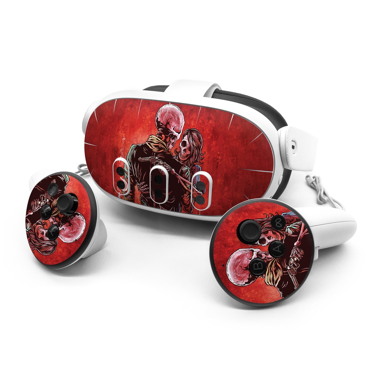 Meta Quest 3 Series Skin design of Sleeve, Gesture, Painting, Art, Artist, Fictional character, Drawing, Paint, Illustration, Visual arts, with red, black, white, gray, brown colors