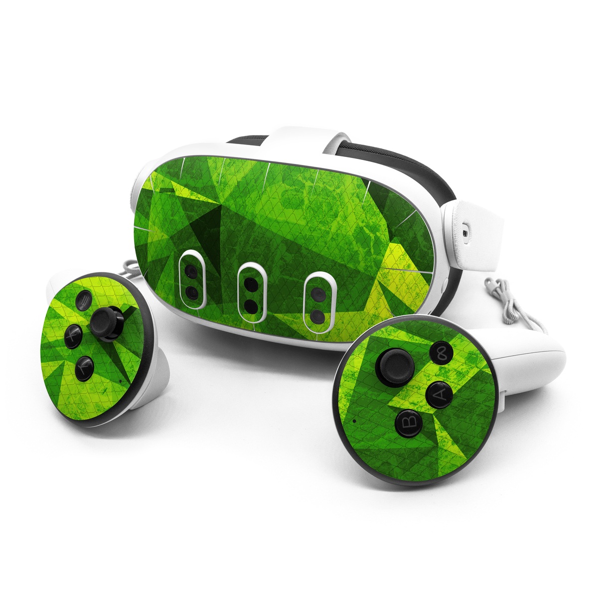 Meta Quest 3 Series Skin design of Green, Pattern, Leaf, Design, Illustration, with green colors