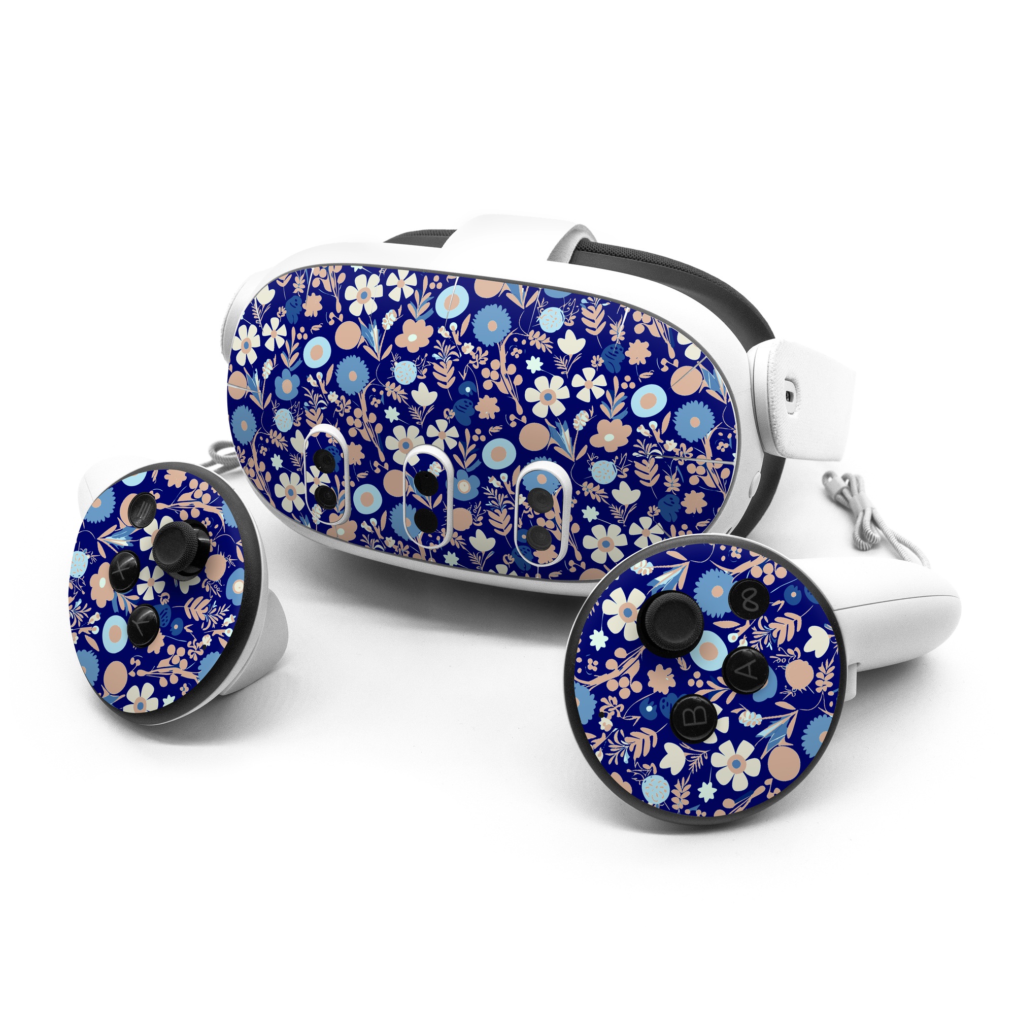 Meta Quest 3 Series Skin design of Pattern, Art, Symmetry, Circle, Electric blue, with blue, white, pink colors