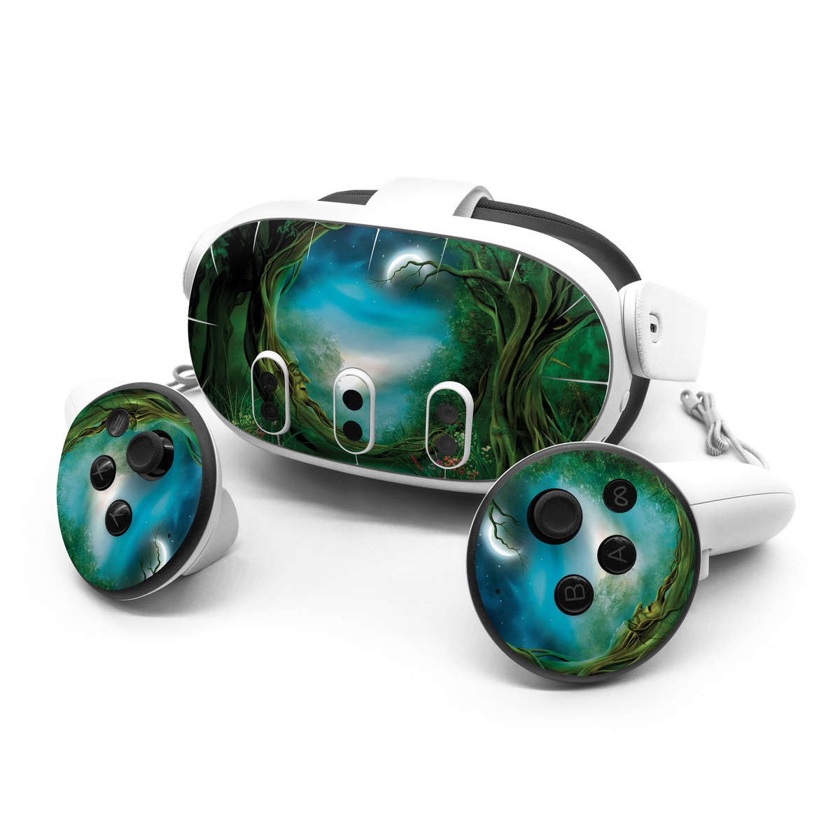 Meta Quest 3 Series Skin design of Fractal art, Art, Organism, Fictional character, Earth, Cg artwork, with black, blue, green, gray colors