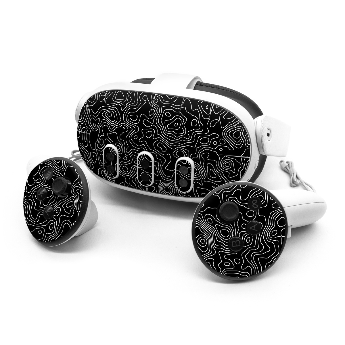 Meta Quest 3 Series Skin design of Art, Motif, Pattern, Symmetry, Monochrome, Circle, Font, Visual arts, Illustration, Monochrome photography, with black, gray colors
