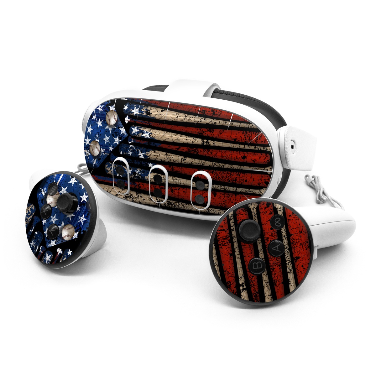 Meta Quest 3 Series Skin design of Baseball bat, Baseball equipment, with black, red, gray, green, blue colors