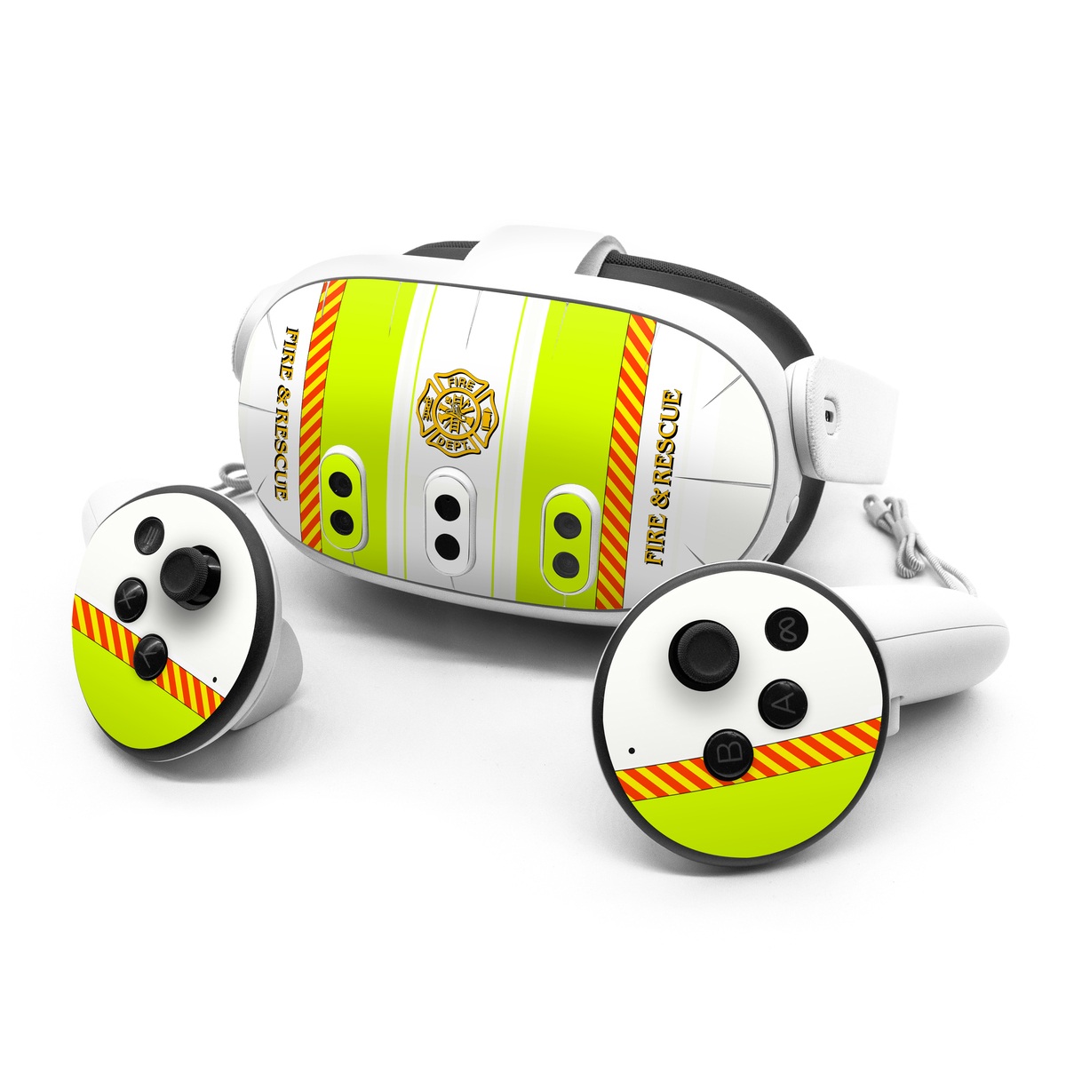 Meta Quest 3 Series Skin design of Yellow, Line, Font, Military rank, with white, green, red, yellow colors