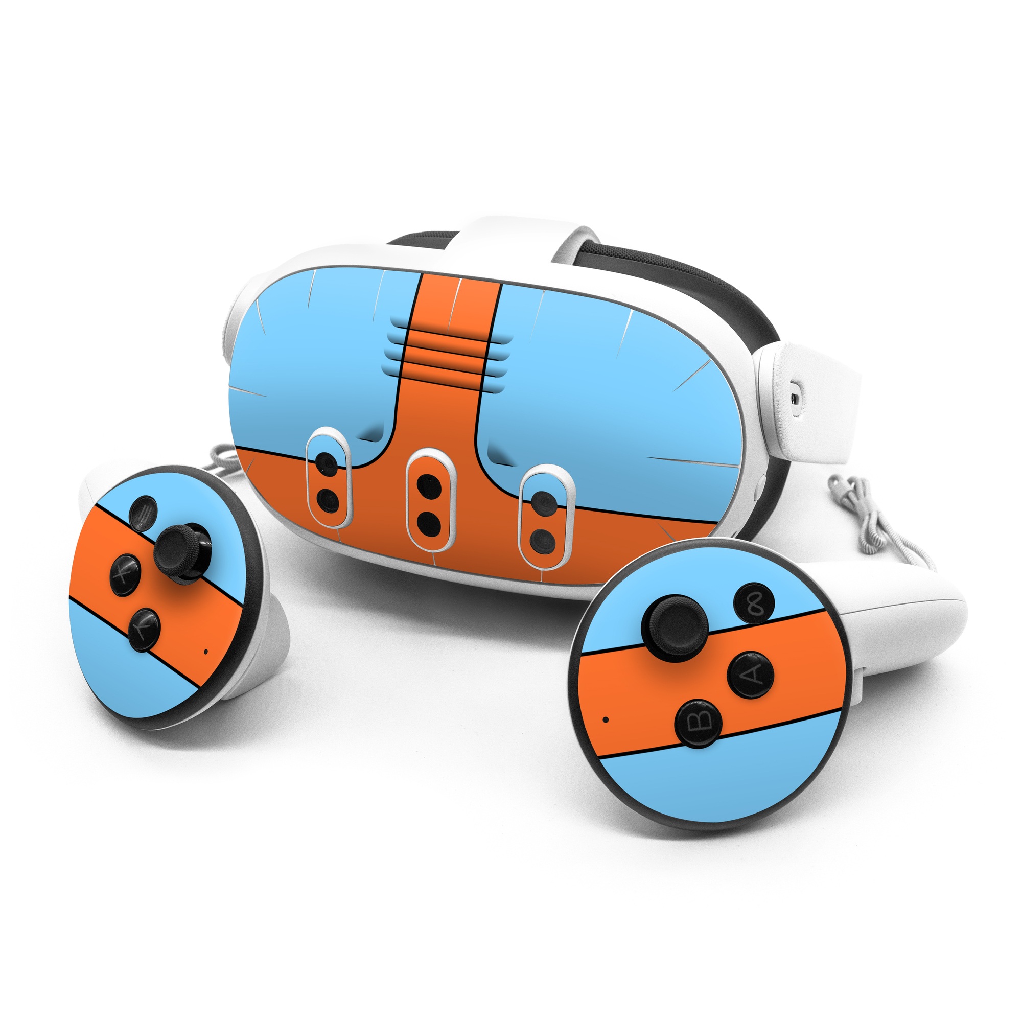 Meta Quest 3 Series Skin design of Line, with blue, orange, black colors