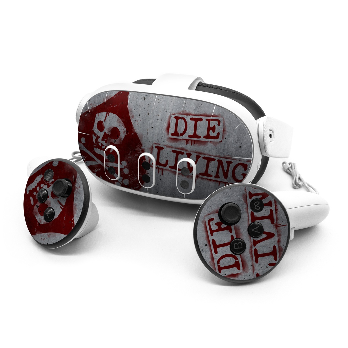 Meta Quest 3 Series Skin design of Red, Street art, Art, Font, Wall, Graffiti, Visual arts, Illustration, Graphics, Logo, with gray, red colors