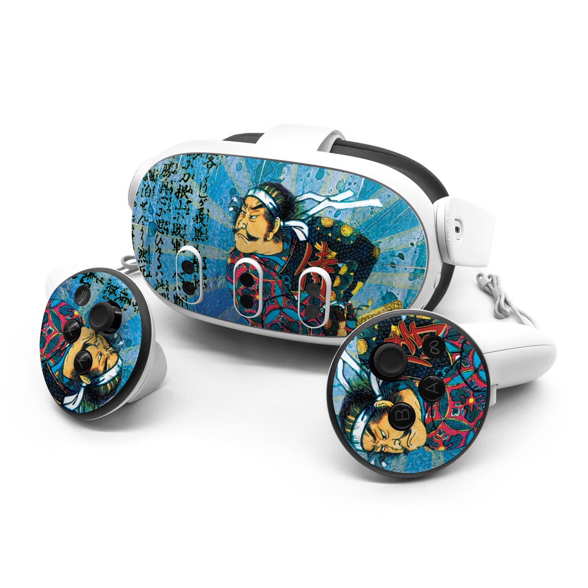Meta Quest 3 Series Skin design of Art, Illustration, Painting, with blue, black, gray, green, red colors