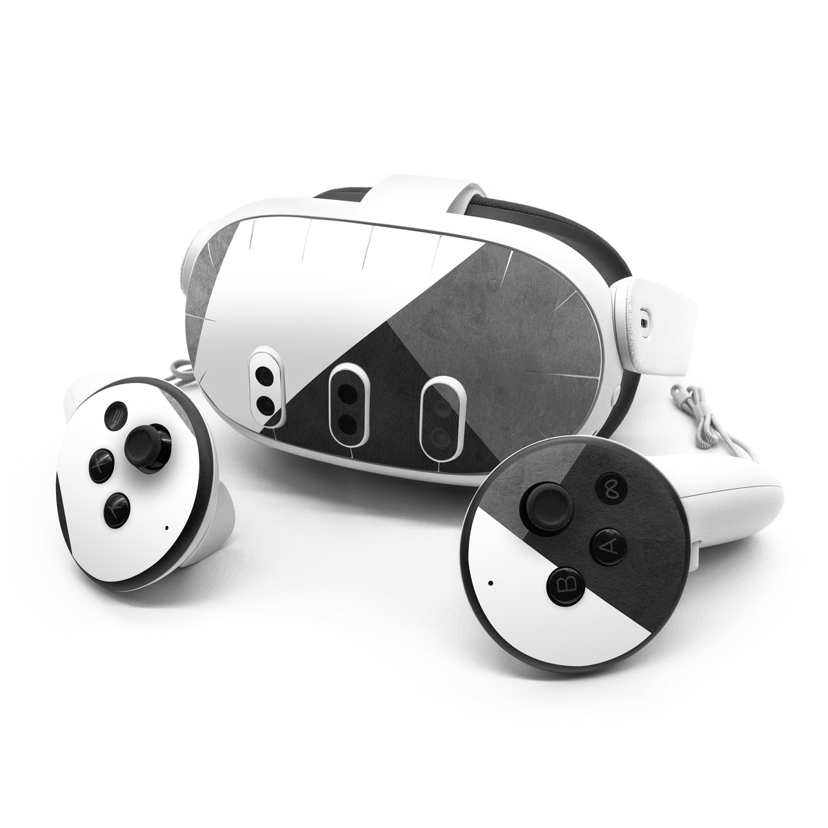 Meta Quest 3 Series Skin design of Black, White, Black-and-white, Line, Grey, Architecture, Monochrome, Triangle, Monochrome photography, Pattern, with white, black, gray colors