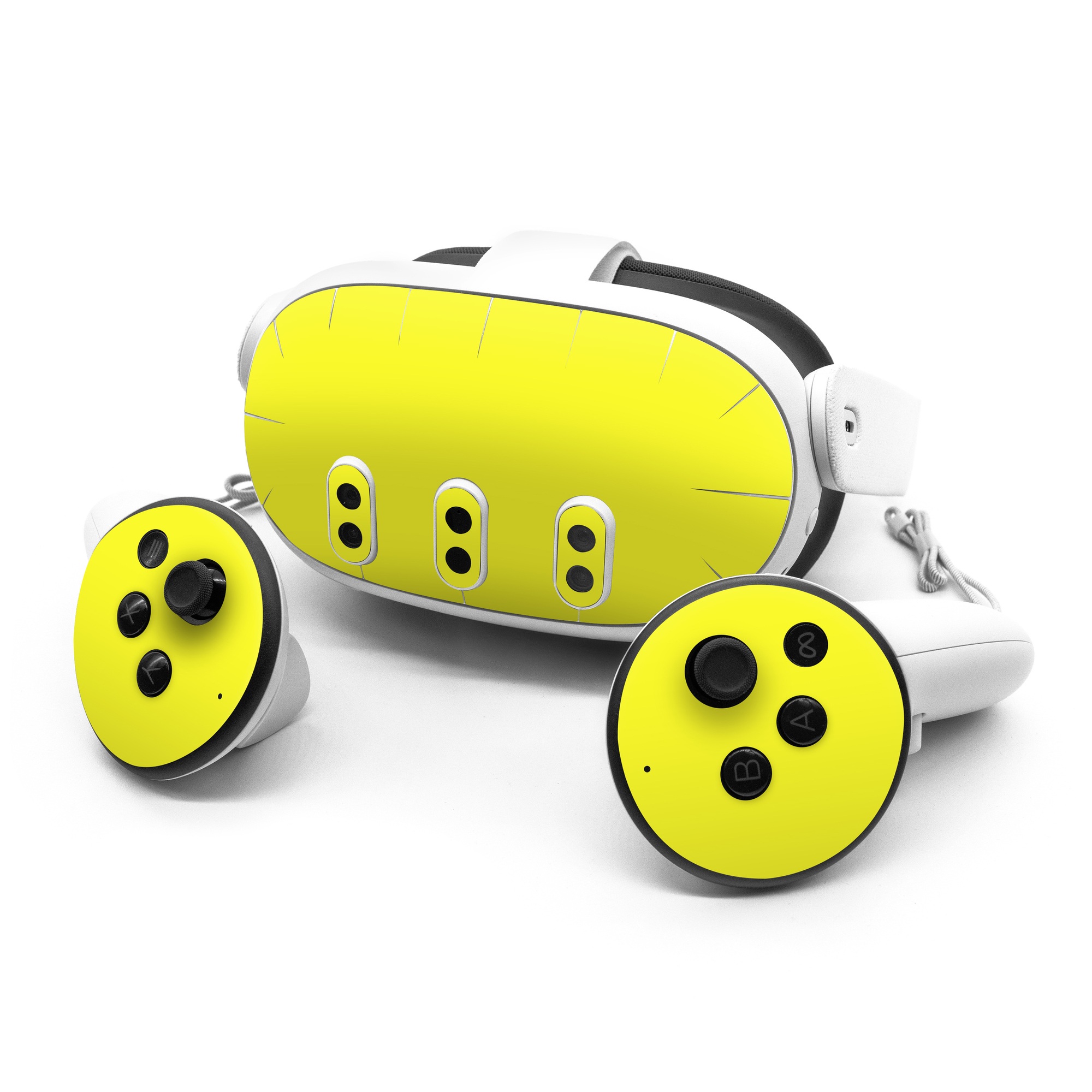 Meta Quest 3 Series Skin design of Yellow, Font, Electric blue, Peach, Pattern, Magenta, with yellow colors