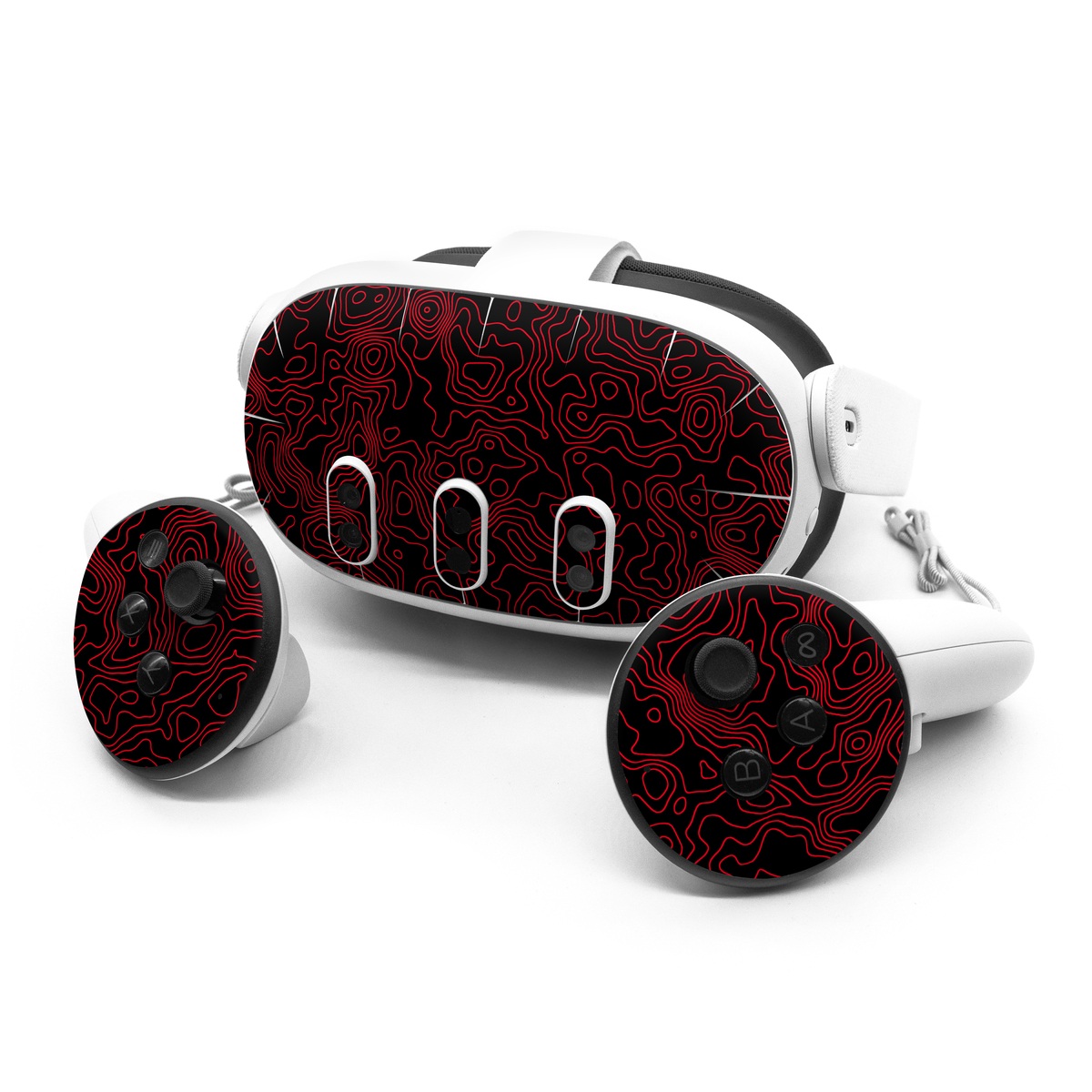 Meta Quest 3 Series Skin design of Pink, Art, Motif, Magenta, Font, Pattern, Symmetry, Rectangle, Circle, Electric blue, with black, red colors