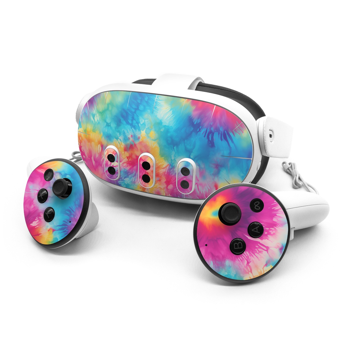 Meta Quest 3 Series Skin design of Colorfulness, Plant, Flower, Orange, Paint, Petal, Pink, Art, Painting, Magenta, with black, gray, orange colors