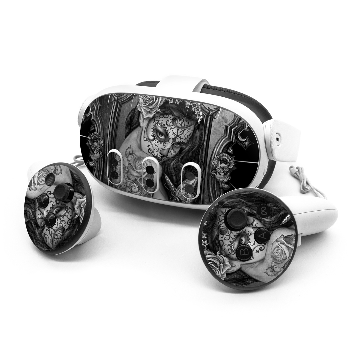 Meta Quest 3 Series Skin design of Style, Art, Monochrome, Black-and-white, Monochrome Photography, Visual Arts, Illustration, Painting, Drawing, with black, white, gray colors