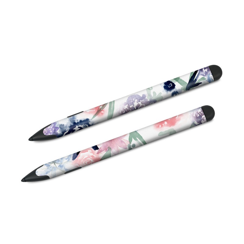 Microsoft Surface Slim Pen Skin design of Pattern, Graphic design, Design, Floral design, Plant, Flower, Illustration, with white, blue, purple, green, pink colors