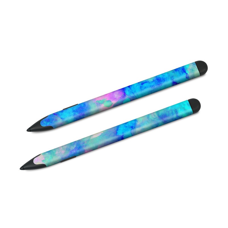 Microsoft Surface Slim Pen Skin design of Blue, Turquoise, Aqua, Pattern, Dye, Design, Sky, Electric blue, Art, Watercolor paint, with blue, purple colors