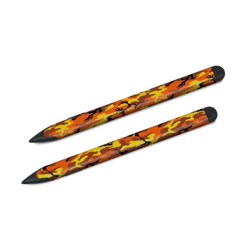 Microsoft Surface Slim Pen Skin design of Military camouflage, Orange, Pattern, Camouflage, Yellow, Brown, Uniform, Design, Tree, Wildlife with red, green, black colors