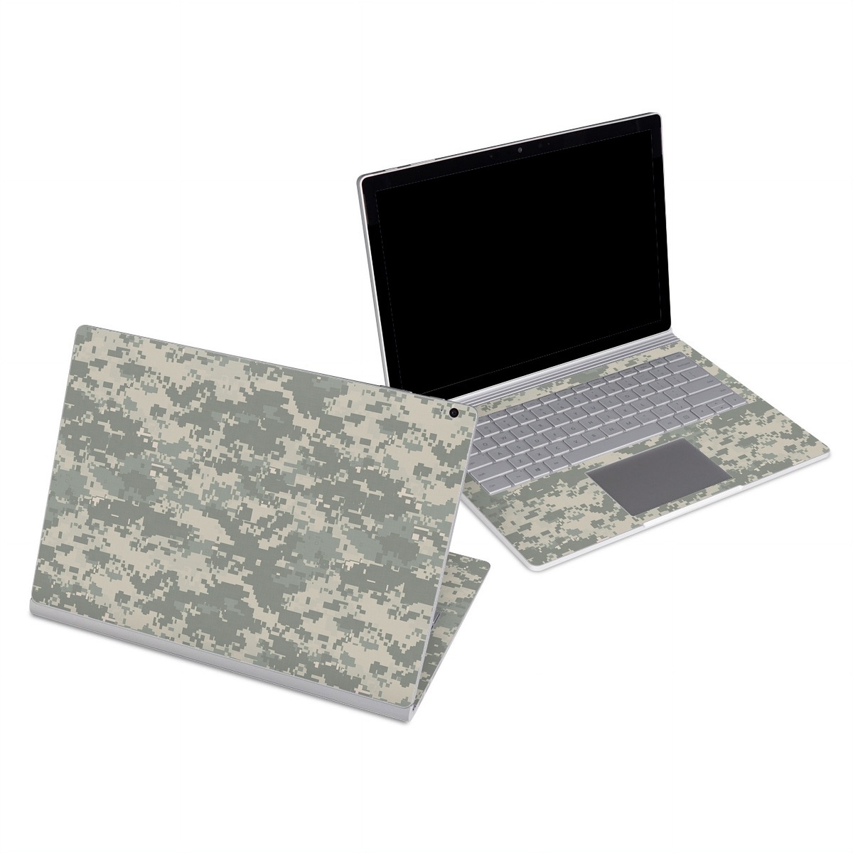 Microsoft Surface Book Series Skin design of Military camouflage, Green, Pattern, Uniform, Camouflage, Design, Wallpaper, with gray, green colors
