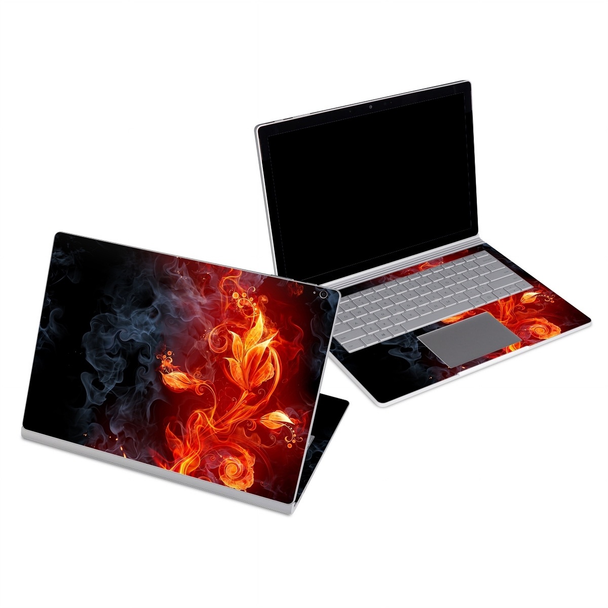 Microsoft Surface Book Series Skin design of Flame, Fire, Heat, Red, Orange, Fractal art, Graphic design, Geological phenomenon, Design, Organism, with black, red, orange colors