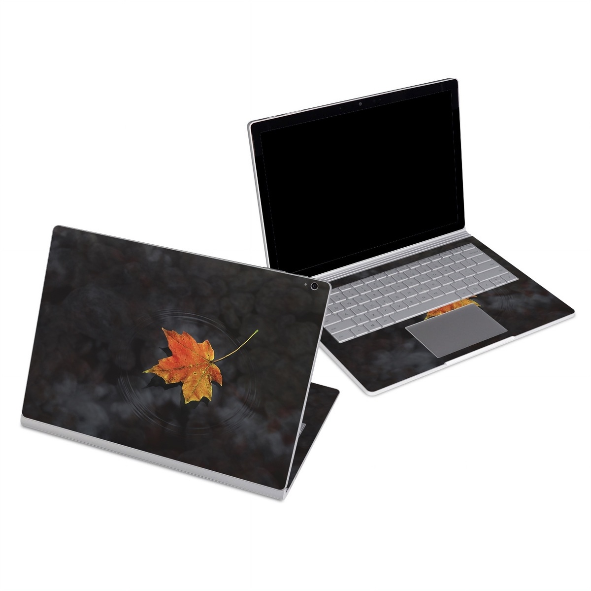 Microsoft Surface Book Series Skin design of Leaf, Maple leaf, Tree, Black maple, Sky, Yellow, Deciduous, Orange, Autumn, Red, with black, red, green colors