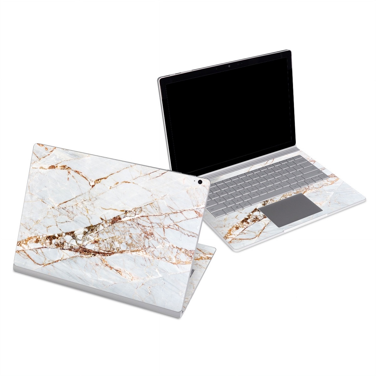 Microsoft Surface Book Series Skin design of White, Branch, Twig, Beige, Marble, Plant, Tile, with white, gray, yellow colors