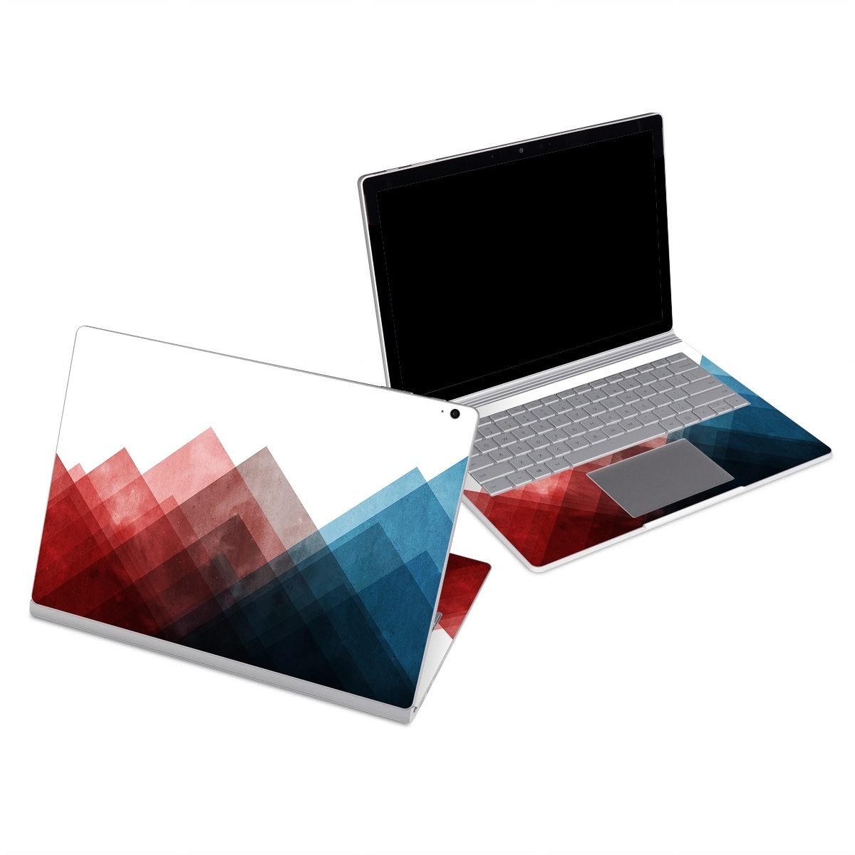 Microsoft Surface Book Series Skin design of Blue, Red, Sky, Pink, Line, Architecture, Font, Graphic design, Colorfulness, Illustration, with red, pink, blue colors