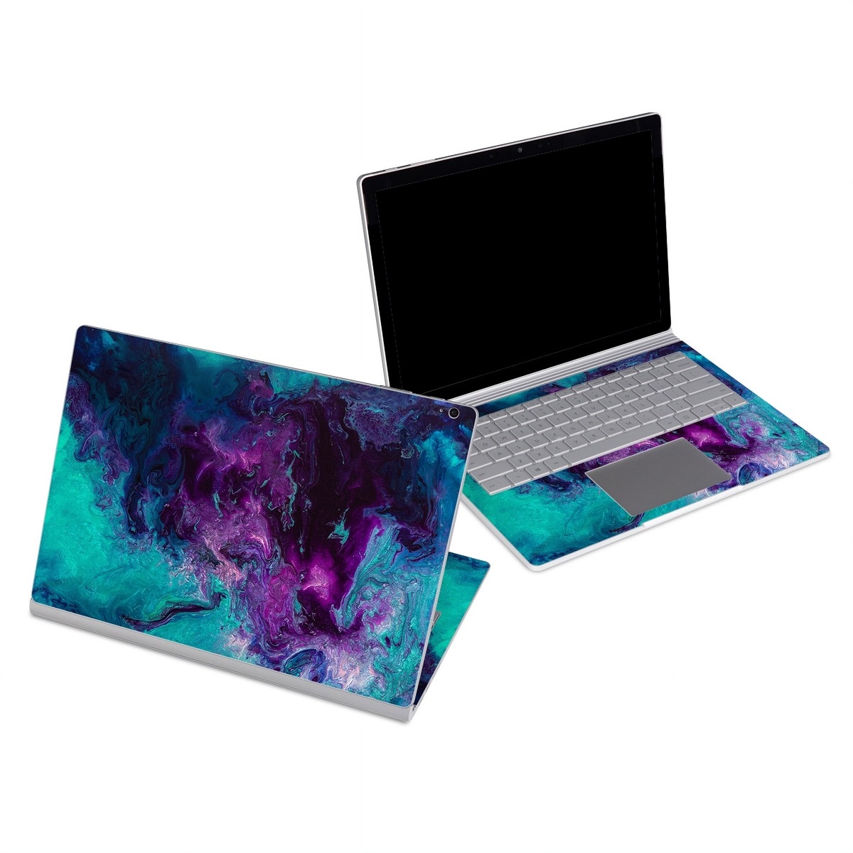 Microsoft Surface Book Series Skin design of Blue, Purple, Violet, Water, Turquoise, Aqua, Pink, Magenta, Teal, Electric blue, with blue, purple, black colors