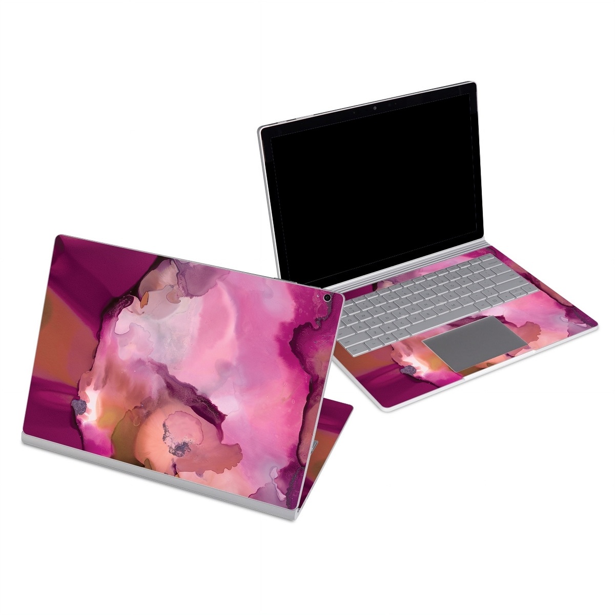 Microsoft Surface Book Series Skin design of Purple, Pink, Watercolor paint, Magenta, Illustration, Art, with white, red, pink, white colors