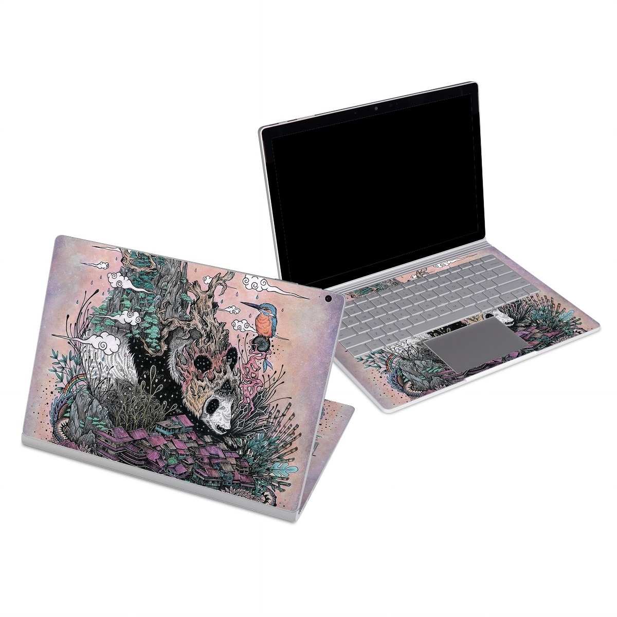 Microsoft Surface Book Series Skin design of Illustration, Art, Fictional character, Printmaking, Marsupial, Graphic design, Rodent, Possum, with gray, black, red, blue, purple colors