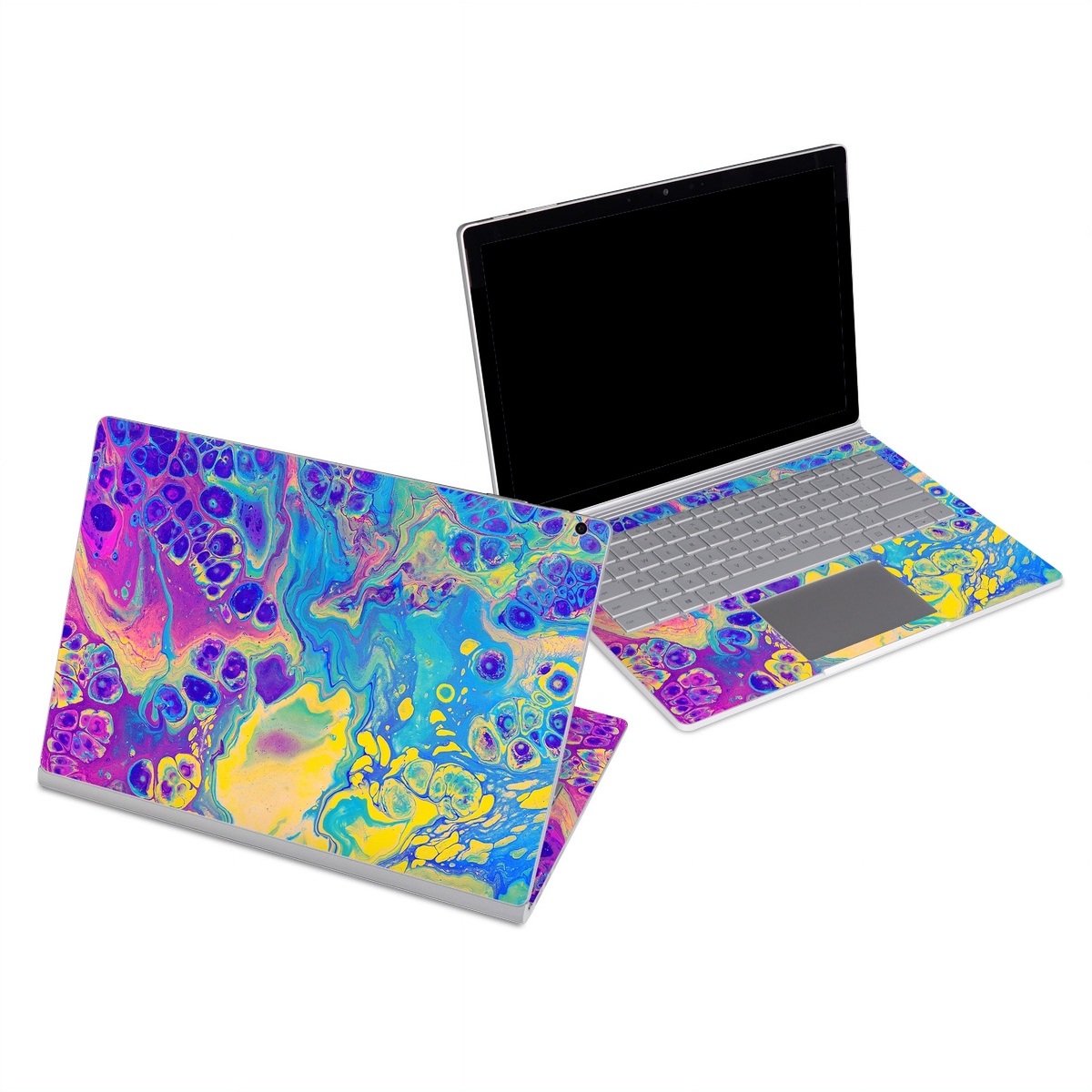 Microsoft Surface Book Series Skin design of Psychedelic art, Pattern, Purple, Visual arts, Design, Art, Fractal art, Electric blue, Graphic design, Graphics, with blue, yellow, purple, pink colors