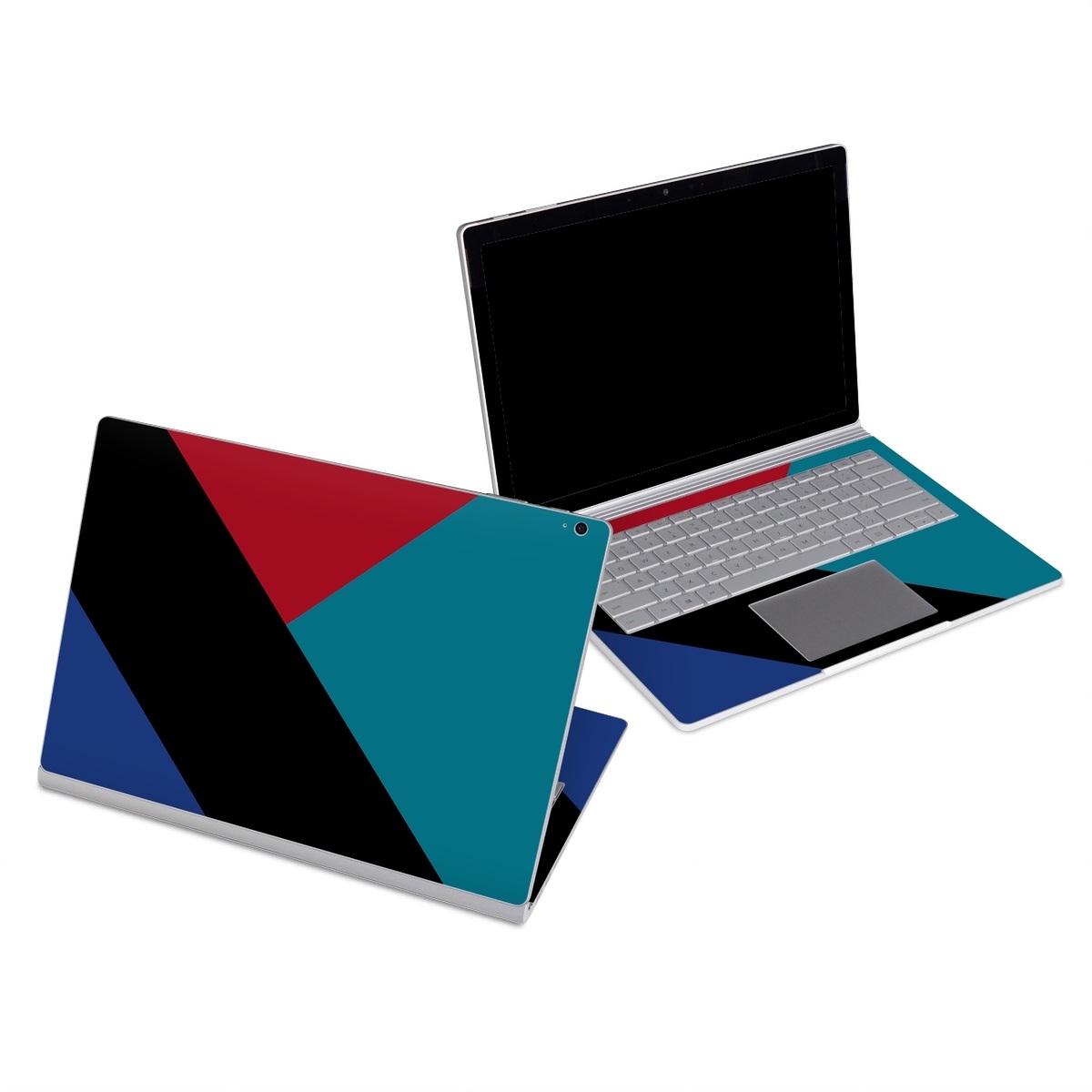 Microsoft Surface Book Series Skin design of Blue, Green, Turquoise, Azure, Teal, Electric blue, Line, Pattern, Design, Graphic design, with black, blue, red colors