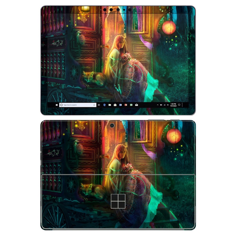 Microsoft Surface Go 2 Skin design of Illustration, Adventure game, Darkness, Art, Digital compositing, Fictional character, Games with black, red, blue, green colors
