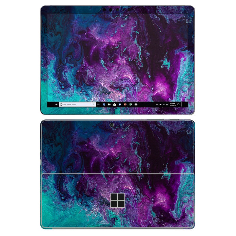 Microsoft Surface Go 2 Skin design of Blue, Purple, Violet, Water, Turquoise, Aqua, Pink, Magenta, Teal, Electric blue with blue, purple, black colors