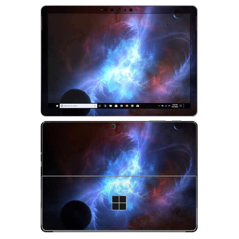 Microsoft Surface Go 2 Skin design of Sky, Atmosphere, Outer space, Space, Astronomical object, Fractal art, Universe, Electric blue, Art, Organism, with black, blue, purple colors